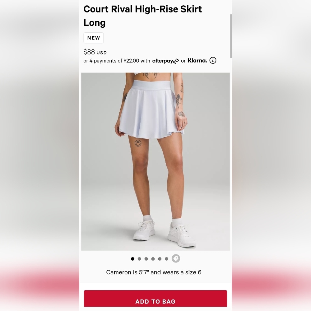 Lululemon Court Rival Skirt